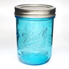 Ball Elite BLUE wide mouth pint jars and Lids x 4  NEW!